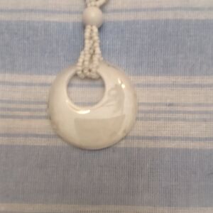 Elegant White Ceramic Donut Pendant Necklace - Women Jewelry